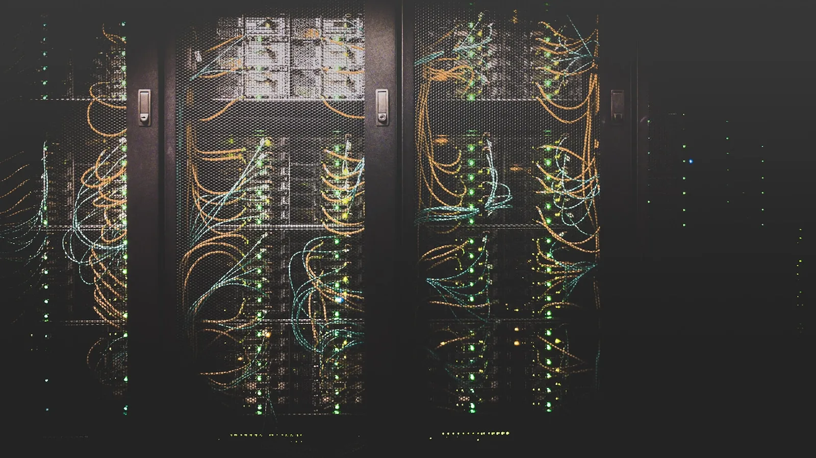 Server rack with network cables